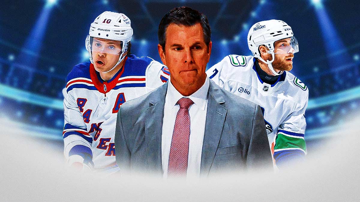 New York Rangers center Mika Zibanejad (93) skates across the blue line against the Philadelphia Flyers during the second period at Madison Square Garden.
