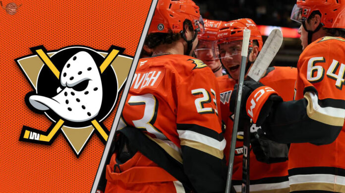 Anaheim Ducks celebrating a goal as they look to add a top-six forward