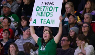 Detroit shoots to boost its bid for PWHL expansion team, drawing record crowd for pro women's hockey