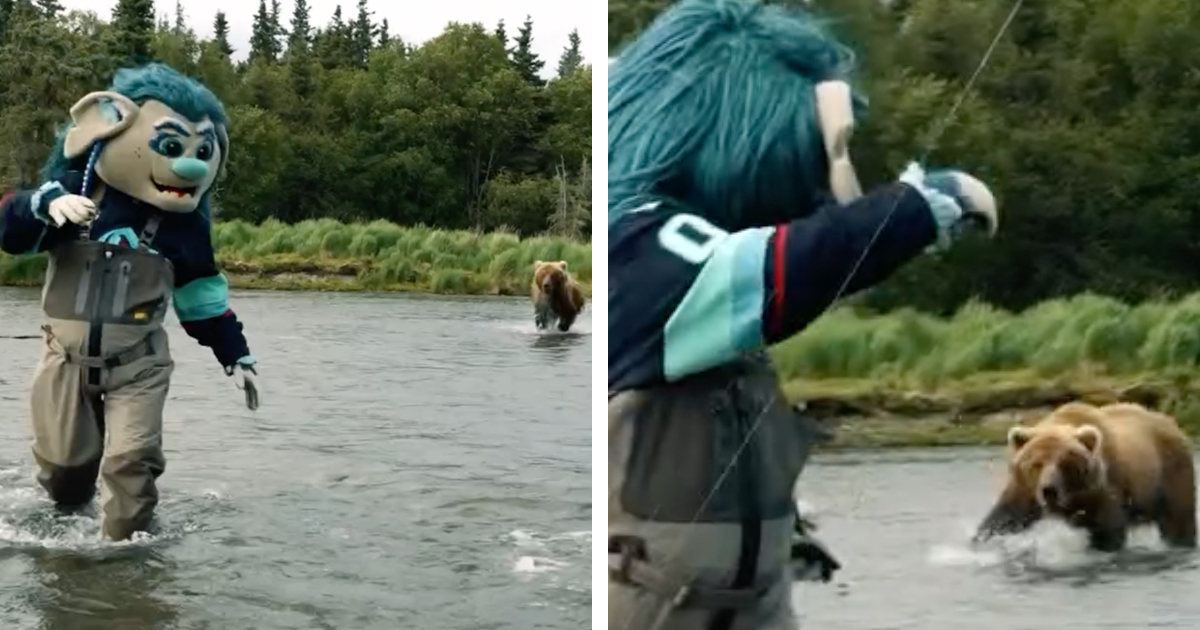 Watch the Moment a NHL Mascot Is Charged by a Grizzly Bear