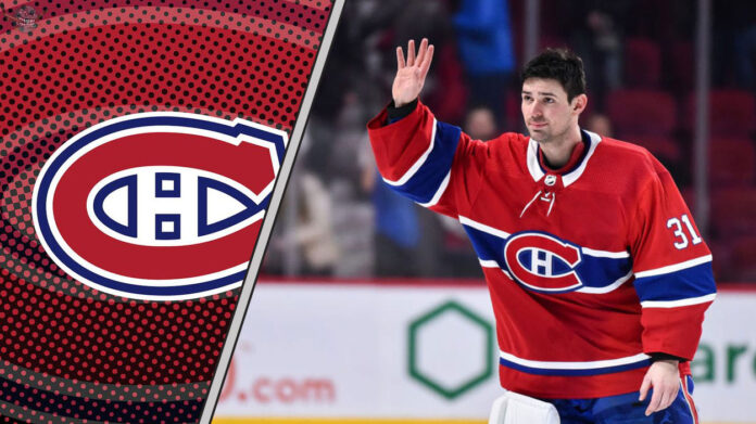 Carey Price waving to the Habs crowd, as he skates to the dressing room, contemplating the future of his contract and the team's salary cap