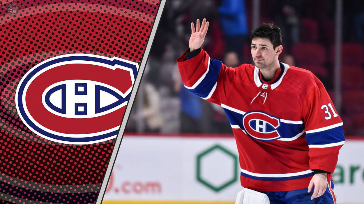 Carey Price waving to the Habs crowd, as he skates to the dressing room, contemplating the future of his contract and the team's salary cap