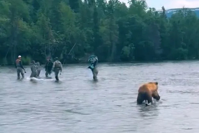 SEAbuoy/X A bear approaches Kraken mascot Buoy