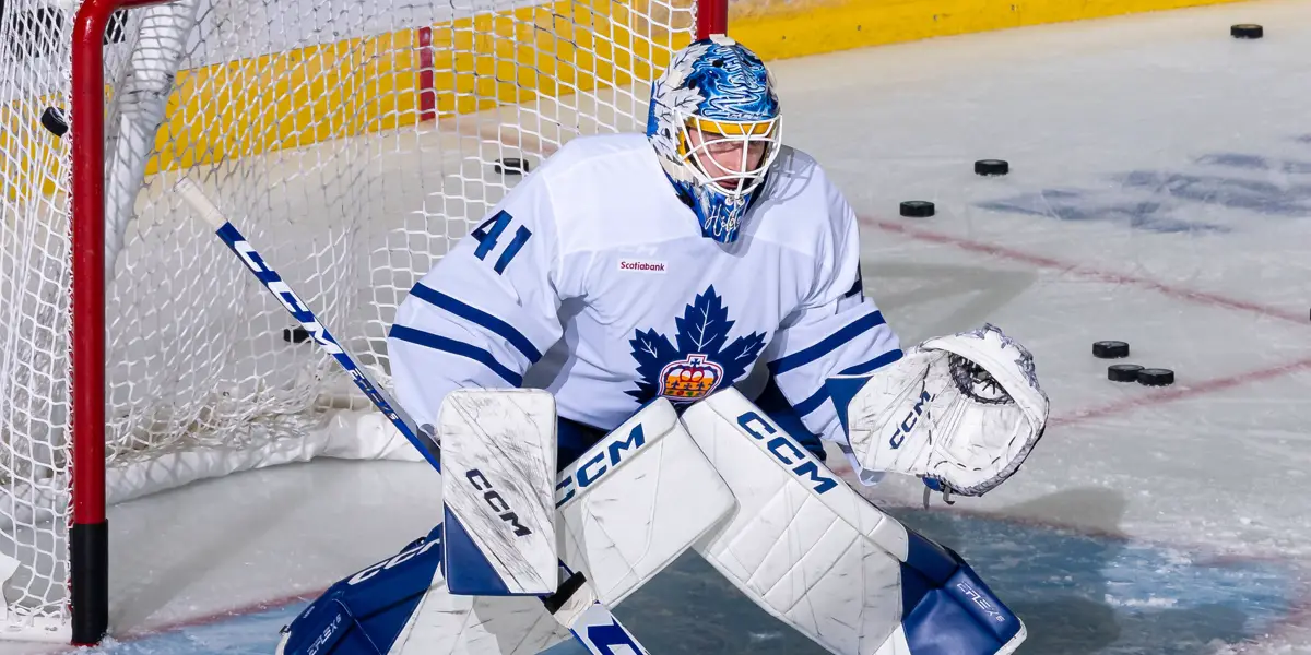 Dennis Hildeby of the Toronto Marlies warms up.