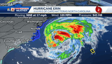 Hurricane Erin pounds North Carolina