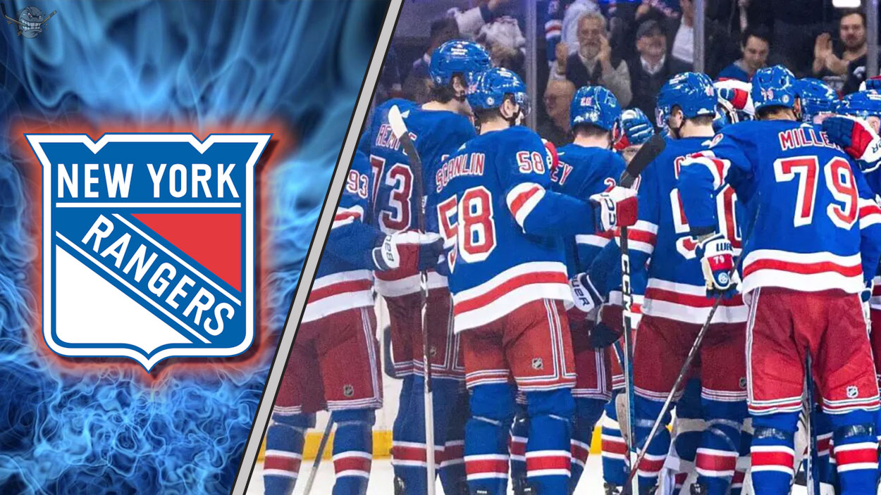 New York Rangers logo glowing to the left of the image, hinting at upcoming free agent news and roster moves.