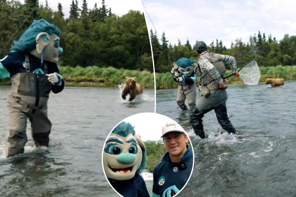 Kraken's John Hayden, mascot Buoy charged by grizzly bear while Alaska fishing in wild scene