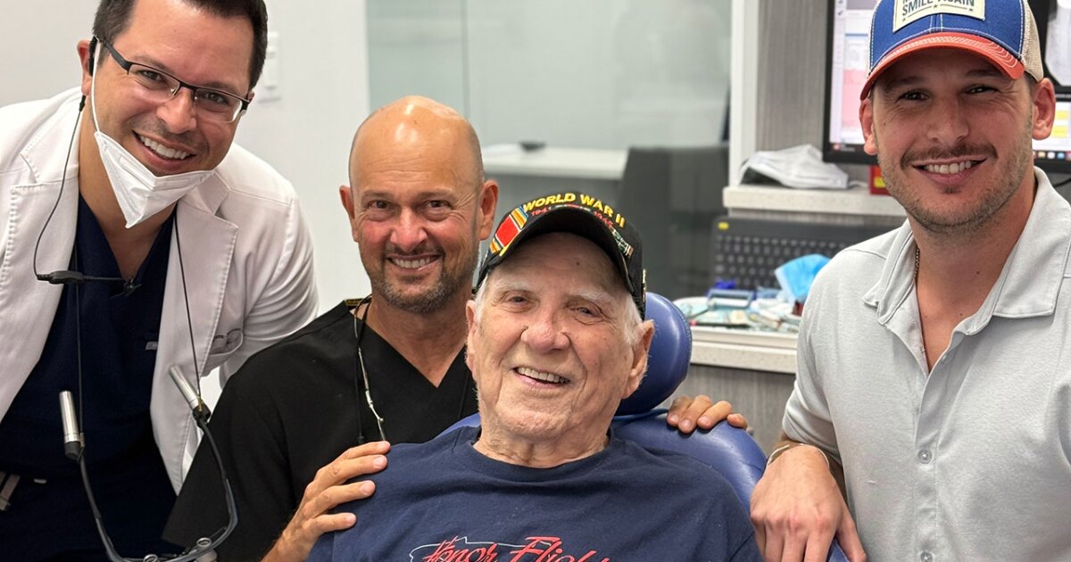 101-year-old WWII Veteran receives free dental care from this organization