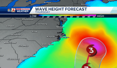 Hurricane Erin brings tropical impacts to North Carolina beaches