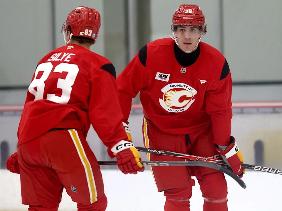  Calgary Flames forward Aydar Suniev during practice as the team’s Prospects Training Camp kicked off at WinSport in Calgary on Wednesday, Sept. 10, 2025.
