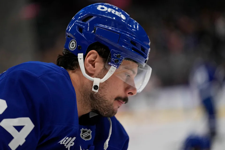 Toronto Maple Leafs forward Auston Matthews (34) during warm-up before an NHL game.John E&period; Sokolowski-Imagn Images