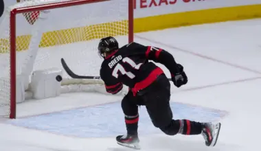 Ridly Greig's Infamous Empty Net Slap Shot Immortalized in New Senators Announcement