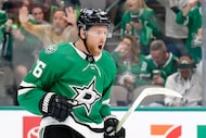 Dallas Stars center Joe Pavelski (16) celebrates his second of two first period goals...
