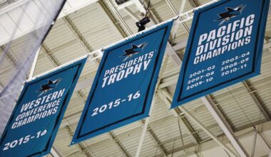 San Jose Sharks take down incorrect Presidents’ Trophy banner at SAP Center