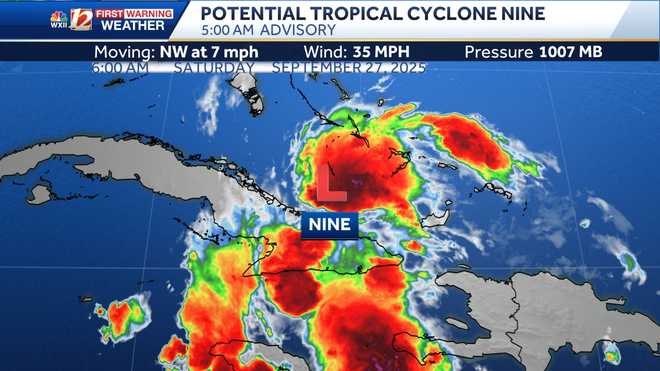 Tropical-Advisory: Potential Tropical Cyclone Nine in the Atlantic Ocean, latest data from the National Hurricane Center4-L in the Atlantic Ocean, latest data from the National Hurricane Center Tropical-Advisory: Potential Tropical Cyclone Nine in the Atlantic Ocean, latest data from the National Hurricane Center, tropical impacts possible in North Carolina