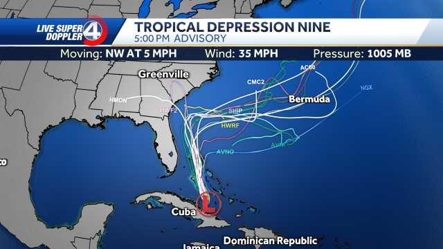 South Carolina: Tropical system track, models