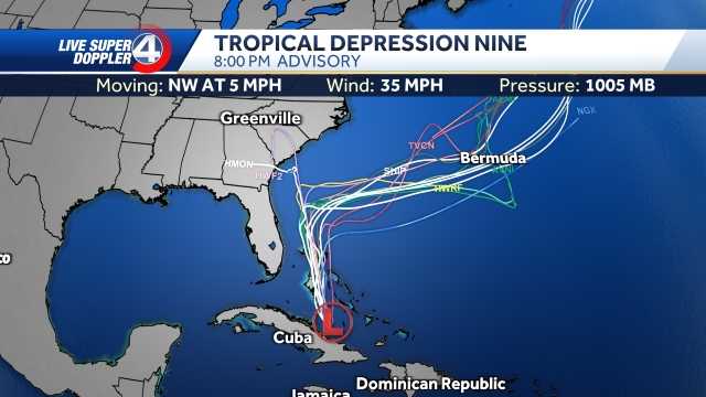South Carolina: Tropical system track, models