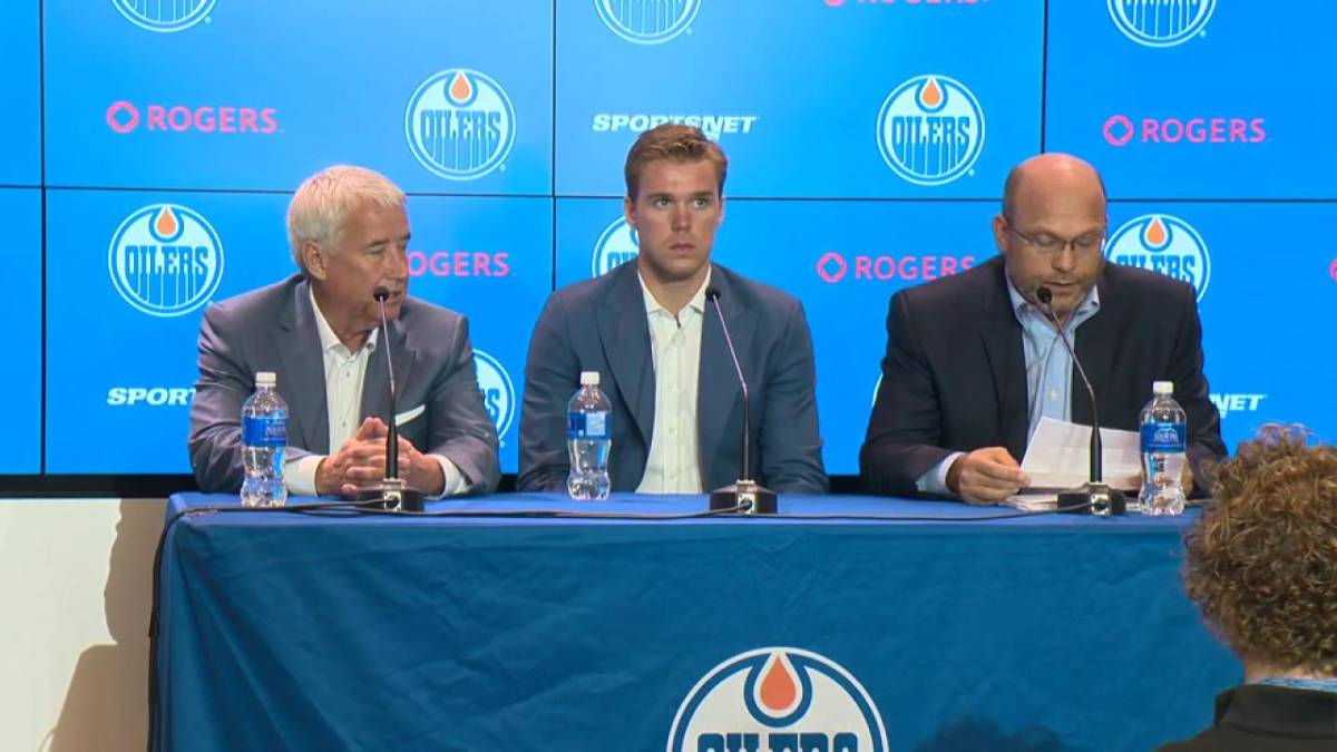 Click to play video: 'Edmonton Oilers sign Connor McDavid: ‘Not a bad way to start the next 9 years’'
