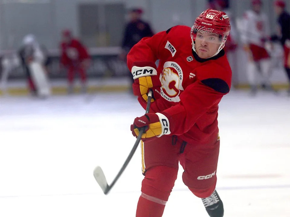  Calgary Flames forward Carter King during practice as the team’s Prospects Training Camp kicked off at WinSport in Calgary on Thursday, Sept. 11, 2025.