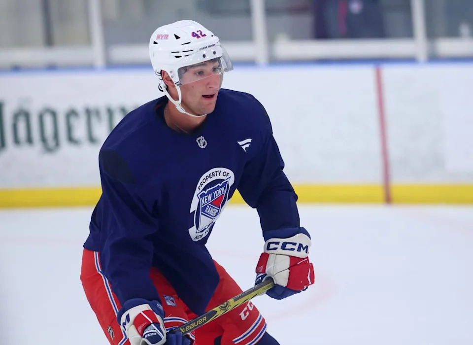 Noah Laba looks on during Rangers practice on July 1, 2025. Robert Sabo for NY Post