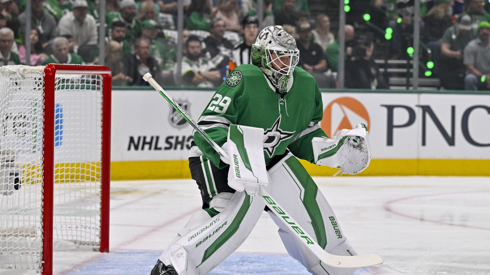 Dallas Stars goalie Jake Oettinger called the biggest challenger to Connor Hellebuyck