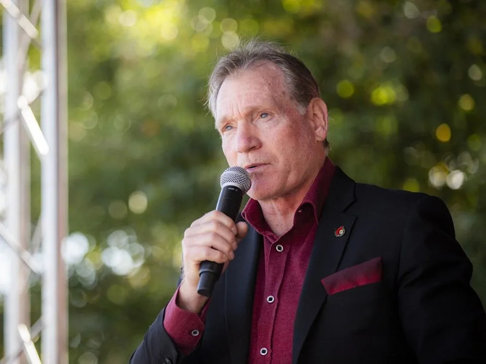 Cyril Leeder, president and CEO of the Ottawa Senators, spoke with Ian Mendes on stage during Fan Fest.