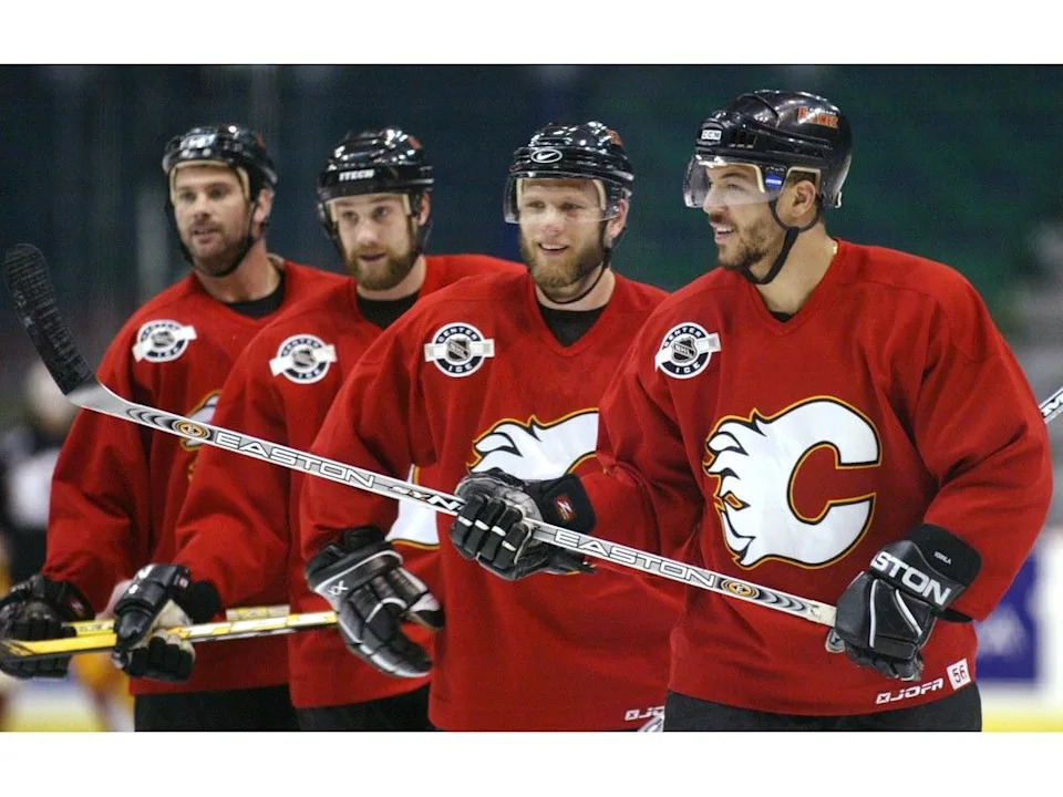  Flames Craig Conroy, Marcus Nilson, Martin Sonnenberg and Jarome Iginla practise in this photo from June 2004. Postmedia Calgary archive