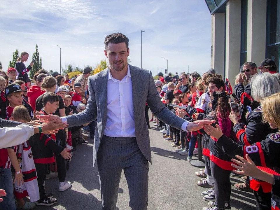 Drake Batherson walked the red carpet, greeting fans at Fan Fest Sunday.