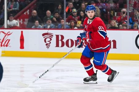 Mar 15, 2025; Montreal, Quebec, CAN; Montreal Canadiens right wing Joshua Roy (89) skates against the Florida Panthers in the third period at Bell Centre. Mandatory Credit: David Kirouac-Imagn Images
