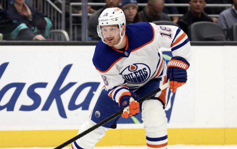 Oilers forward Zach Hyman skates against the Kraken