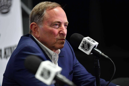 Feb 22, 2025; Los Angeles, California, USA; NHL commissioner Gary Bettman speaks during media availabilities before the Los Angeles Kings play against the Utah Hockey Club at #8294;Crypto.com#8297; Arena. Mandatory Credit: Gary A. Vasquez-Imagn Images Feb 22, 2025; Los Angeles, California, USA; NHL commissioner Gary Bettman speaks during media availabilities before the Los Angeles Kings play against the Utah Hockey Club at #8294;Crypto.com#8297; Arena. Mandatory Credit: Gary A. Vasquez-Imagn Images