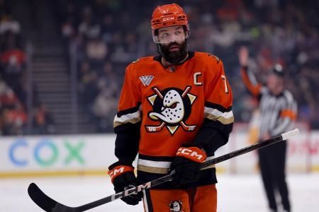 Mar 14, 2025; Anaheim, California, USA; Anaheim Ducks defenseman Radko Gudas (7) skates against the Anaheim Ducks during the third period at Honda Center. Mandatory Credit: Ryan Sun-Imagn Images