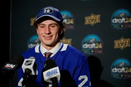 Maple Leafs prospect Ben Danford at the 2024 NHL Draft