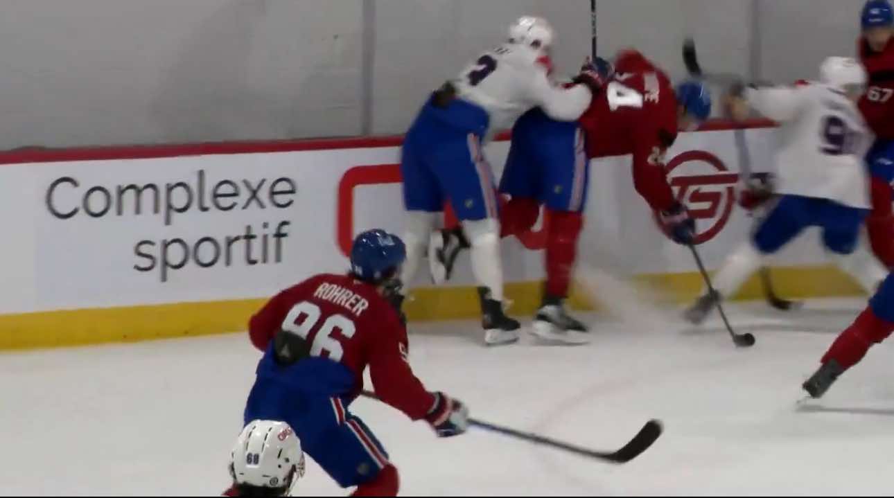 Things Got Heated at Canadiens Practice Today Between Florian Xhekaj and 6'5" Tyler Thorpe