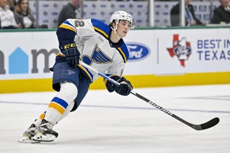 Landon Sim in a pre-season game with the Blues Landon Sim in a pre-season game with the Blues