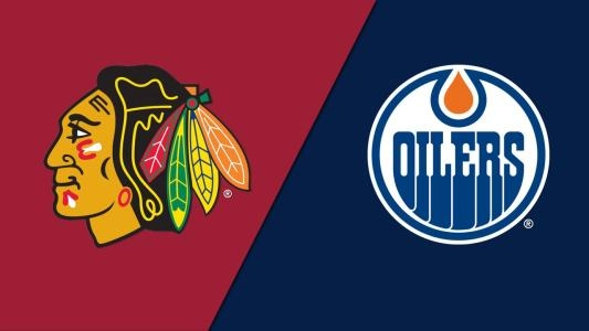 The Edmonton Oilers and Chicago Blackhawks logos The Edmonton Oilers and Chicago Blackhawks logos