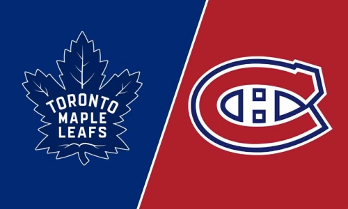 The Toronto Maple Leafs and Montreal Canadiens team logos. The Toronto Maple Leafs and Montreal Canadiens team logos.