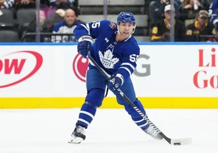 Nov 11, 2023; Toronto, Ontario, CAN; Toronto Maple Leafs defenseman Mark Giordano (55) skates with the puck against the Vancouver Canucks during the first period at Scotiabank Arena. Mandatory Credit: Nick Turchiaro-Imagn Images Nov 11, 2023; Toronto, Ontario, CAN; Toronto Maple Leafs defenseman Mark Giordano (55) skates with the puck against the Vancouver Canucks during the first period at Scotiabank Arena. Mandatory Credit: Nick Turchiaro-Imagn Images
