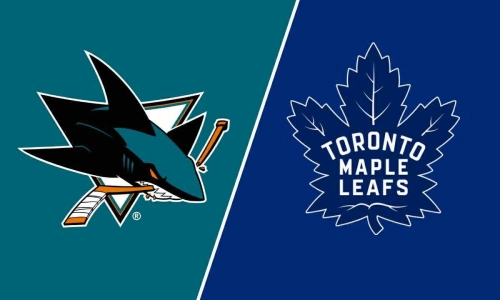 The San Jose Sharks and Toronto Maple Leafs team logos The San Jose Sharks and Toronto Maple Leafs team logos