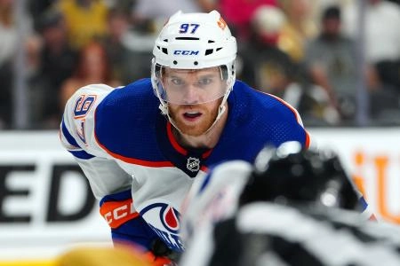 May 12, 2023; Las Vegas, Nevada, USA; Edmonton Oilers center Connor McDavid (97) awaits a face off against the Vegas Golden Knights during the first period of game five of the second round of the 2023 Stanley Cup Playoffs at T-Mobile Arena. Mandatory Credit: Stephen R. Sylvanie-Imagn Images May 12, 2023; Las Vegas, Nevada, USA; Edmonton Oilers center Connor McDavid (97) awaits a face off against the Vegas Golden Knights during the first period of game five of the second round of the 2023 Stanley Cup Playoffs at T-Mobile Arena. Mandatory Credit: Stephen R. Sylvanie-Imagn Images