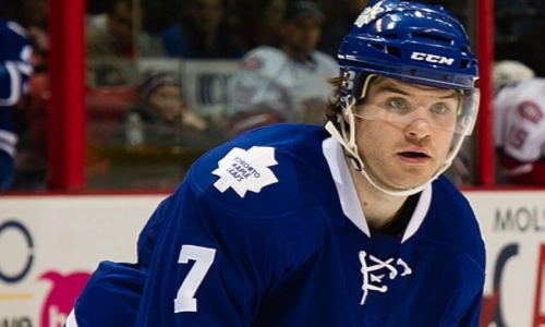 Wade MacLeod (#7) as a member of the Toronto Marlies