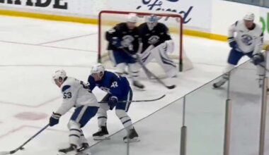 Leafs Prospects Landon Sim and Easton Cowan Involved in Training Camp Scrap