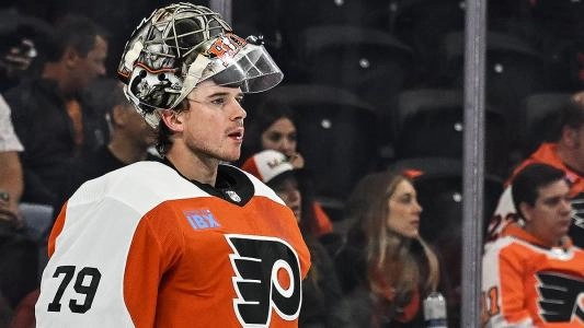 Carter Hart during a game for the Flyers Carter Hart during a game for the Flyers