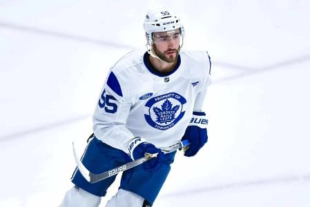 Toronto Maple Leafs forward Nicolas Roy (#55) skating at the team's preseason practice season Toronto Maple Leafs forward Nicolas Roy (#55) skating at the team's preseason practice season