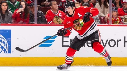 Chicago Blackhawks' Connor Murphy plays during a hockey game Chicago Blackhawks' Connor Murphy plays during a hockey game