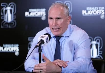 May 14, 2025; Toronto, Ontario, CAN; Toronto Maple Leafs head coach Craig Berube during the post game media conference after game five of the second round of the 2025 Stanley Cup Playoffs against the Florida Panthers at Scotiabank Arena. Mandatory Credit: John E. Sokolowski-Imagn Images