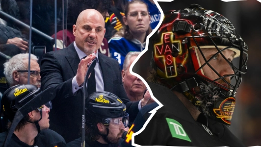 Former Vancouver Canucks head coach Rick Tocchet and Canucks goalie Thatcher Demko.