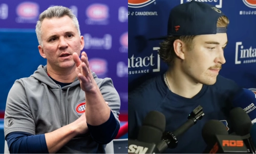 Martin St-Louis and Florian Xhekaj Martin St-Louis and Florian Xhekaj