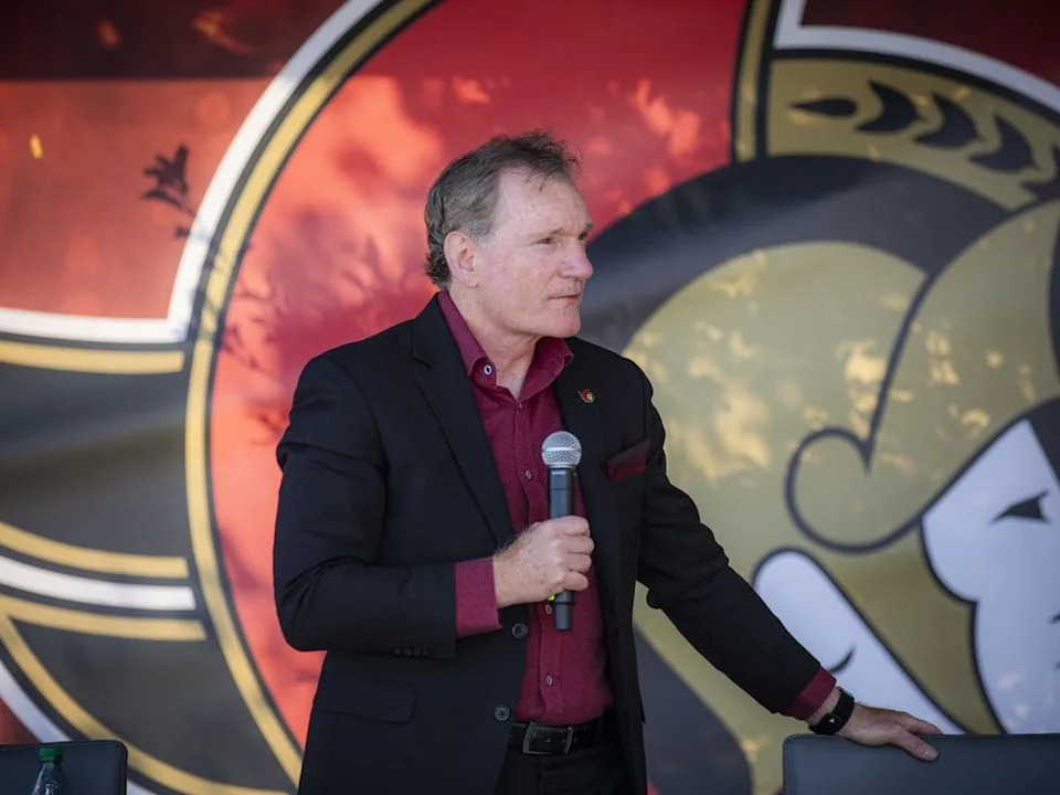 Cyril Leeder, president and CEO of the Ottawa Senators, spoke with Ian Mendes on stage during Fan Fest.