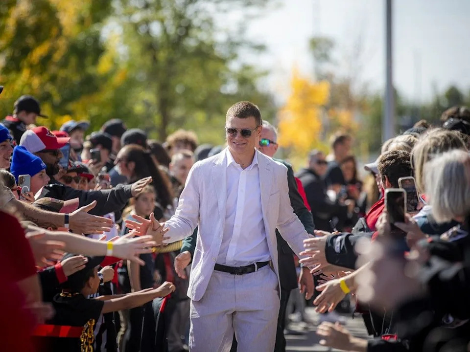 Tim Stutzle walked the red carpet at Sunday’s Fan Fest.